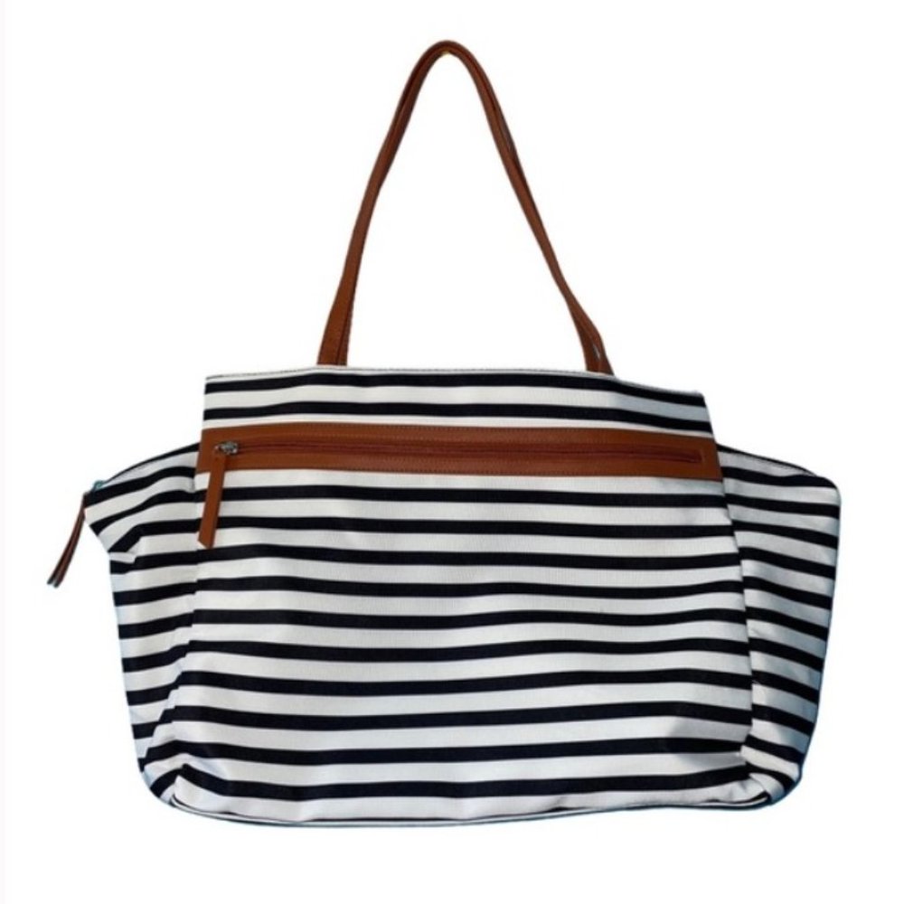 DSW Black White Stripe Large Tote Bag